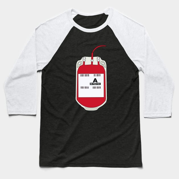 A Positive Blood Bag Baseball T-Shirt by DiegoCarvalho